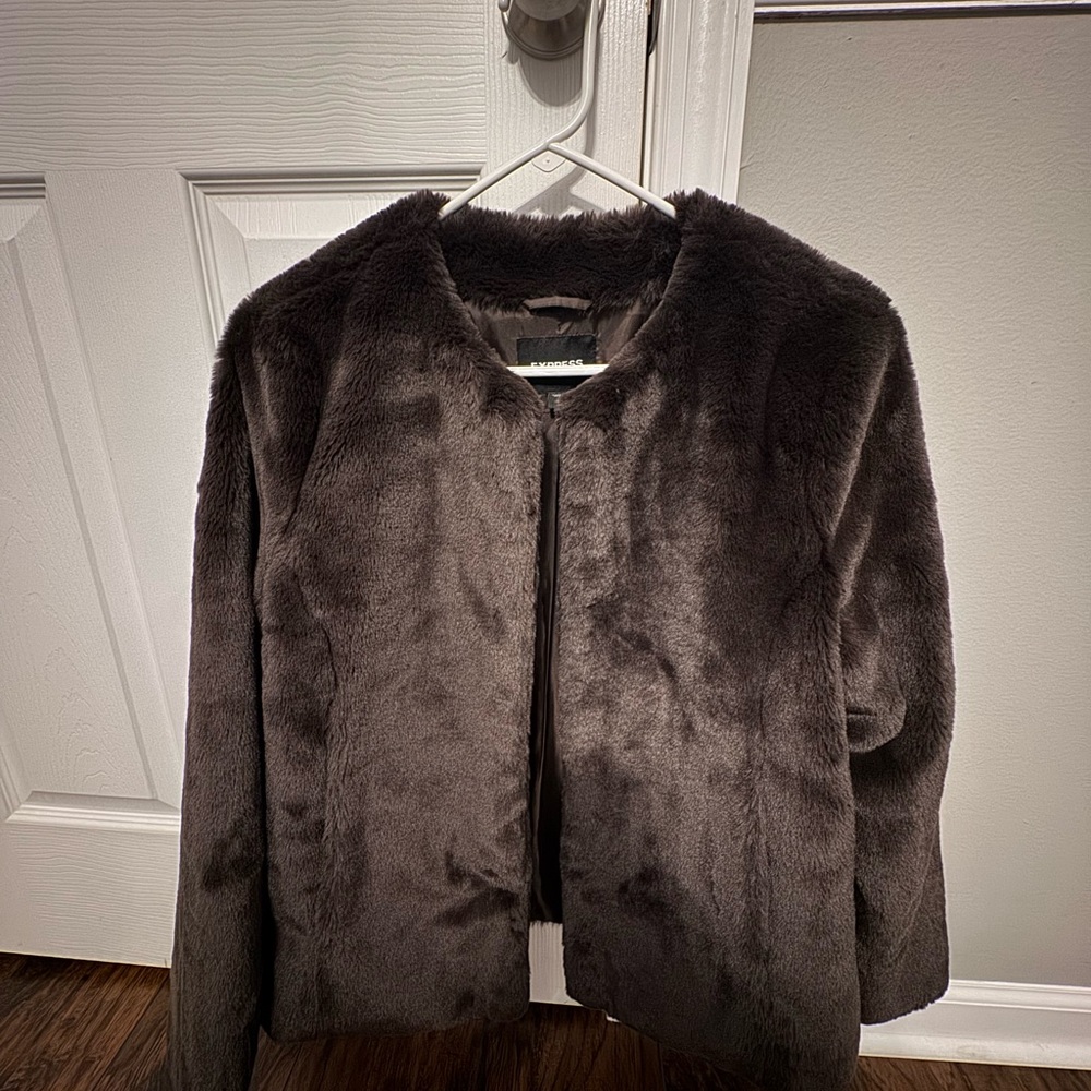 Express Faux Fur Jacket - Deep Brown